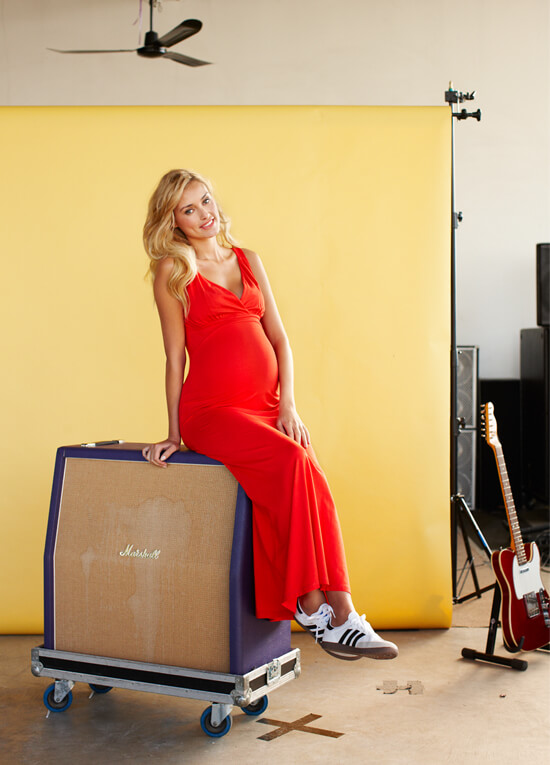 Queen Bee Marshall Red Maternity Maxi Dress by Queen mum