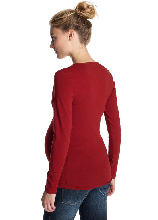 Long Sleeve Maternity/Nursing Top in Red by Esprit