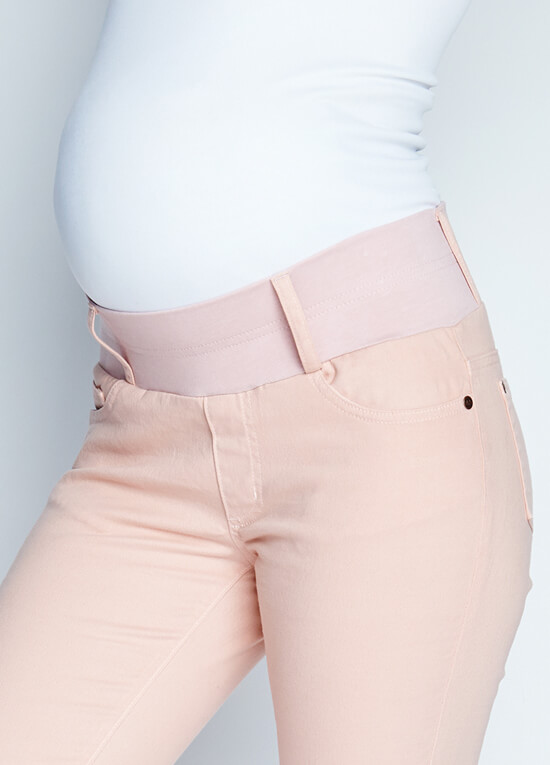 Dusty Pink Skinny Ankle Maternity Jeans by Maternal America 