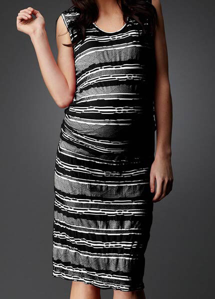SNH6-814 - SOON Sienna Multi Stripe Tank Dress :  hip maternity wear maternity fashion queen bee maternity maternity dresses