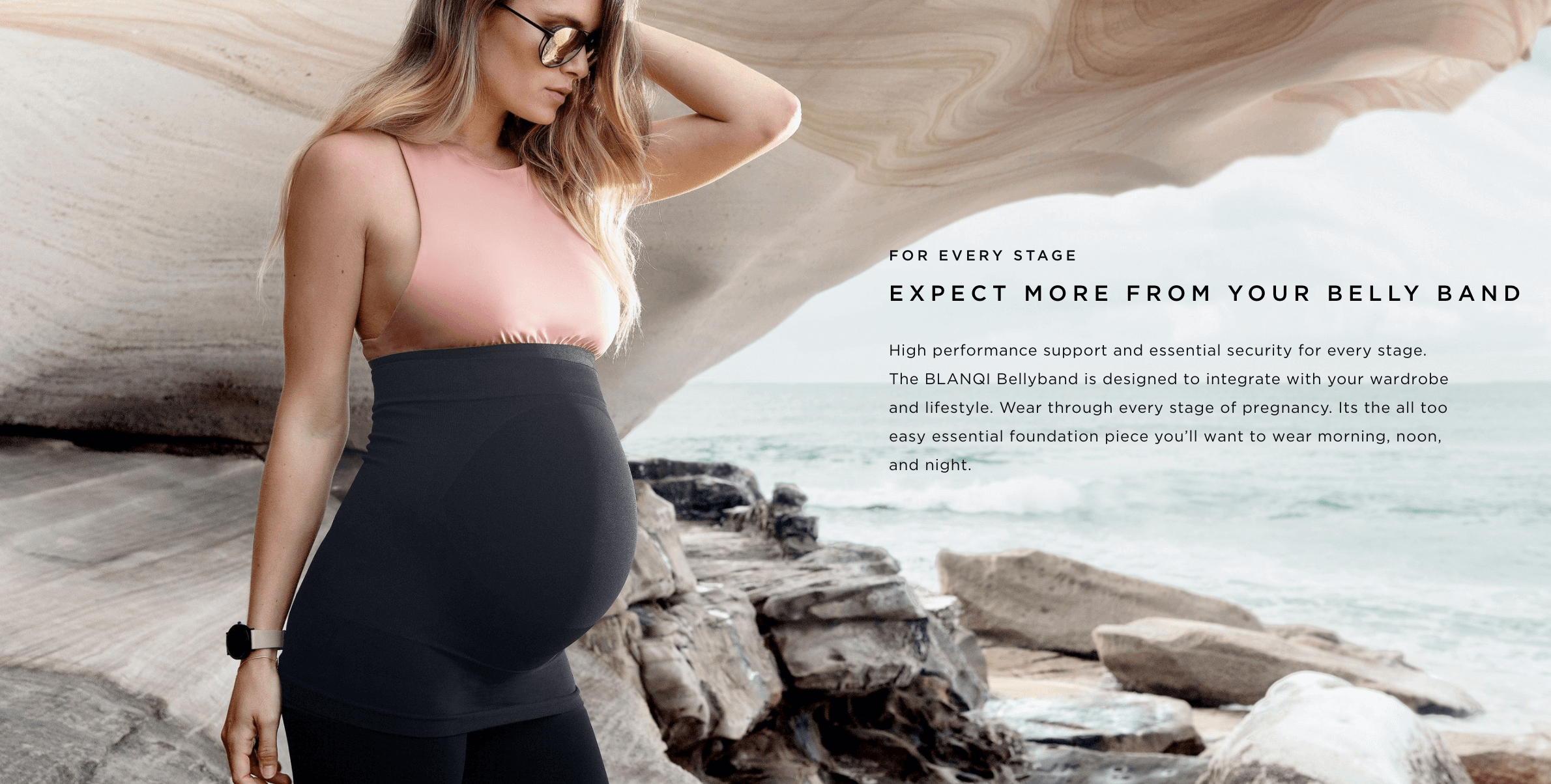 Built-in Support Maternity Belly Band in Black by Blanqi