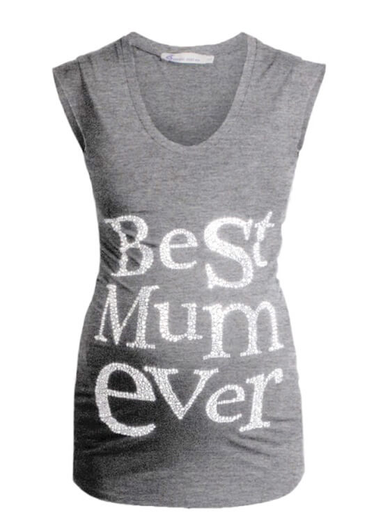 Best Mum Ever Maternity Tee in Grey by Queen mum 