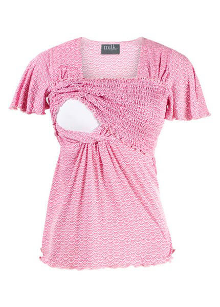 \#4 MN3062 - Milk Smocked Babydoll Nursing Top