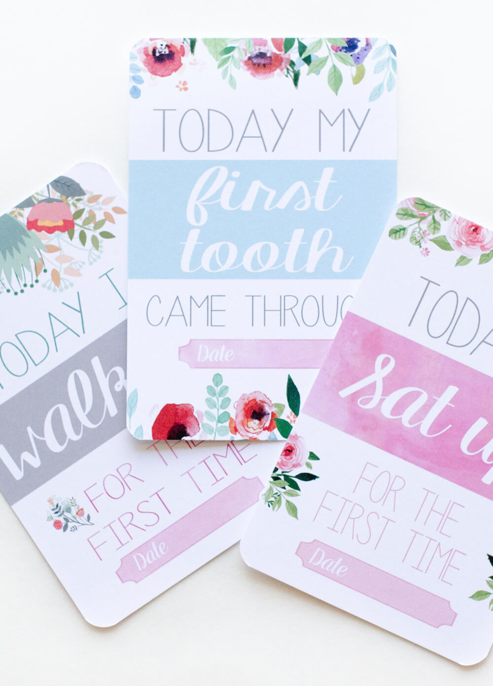 Baby Girl Milestone Cards in Floral Design by Blossom & Pear
