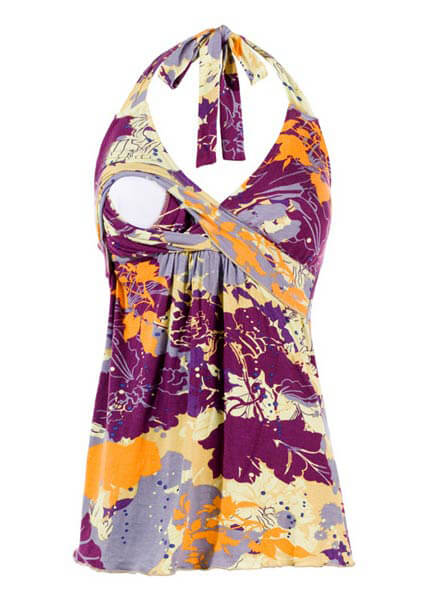 Milk - Nursing/Maternity Halter Top in Tropical print : maternity fashion nursing wear breastfeeding clothes maternity tops