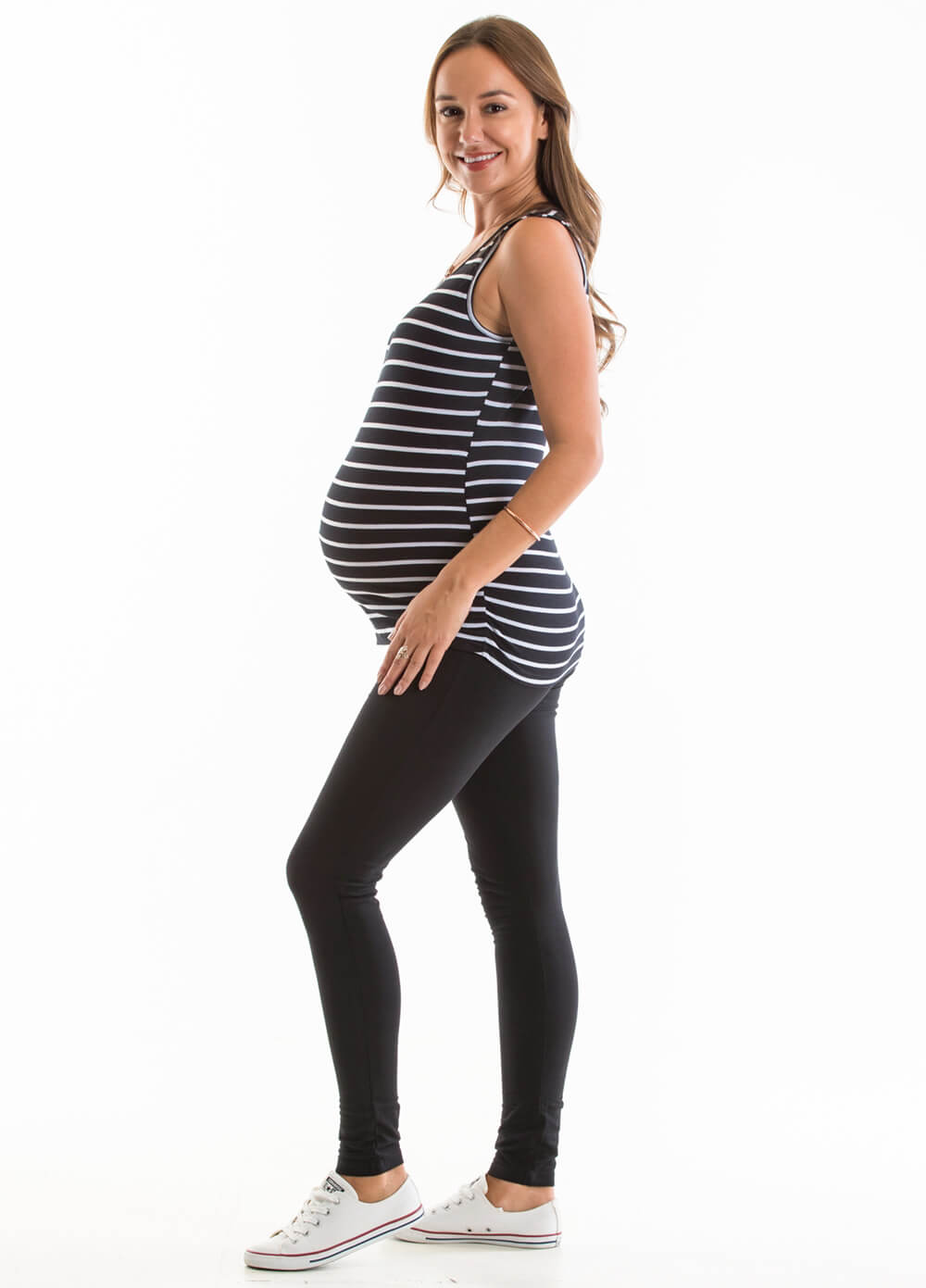 Arles Maternity Tank Top in Black Stripes by Lait & Co