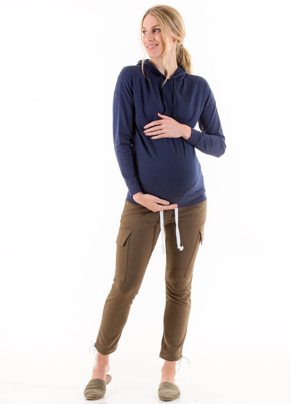 Martinique Pregnancy & Feeding Hoodie in Navy by Lait & Co