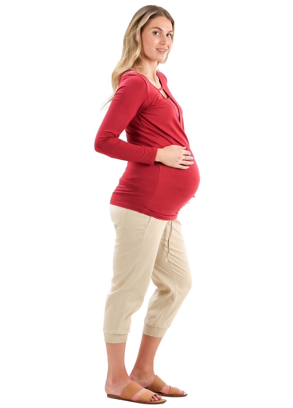 Floressa Musette Keyhole Maternity Nursing Top in Red | Queen Bee