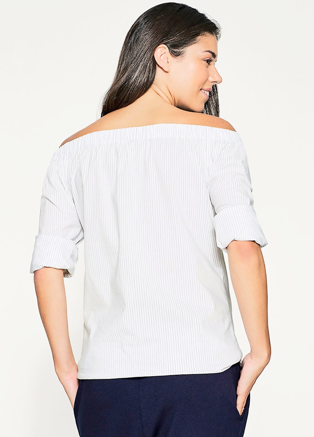 Off Shoulder Pinstriped Maternity Blouse by Esprit