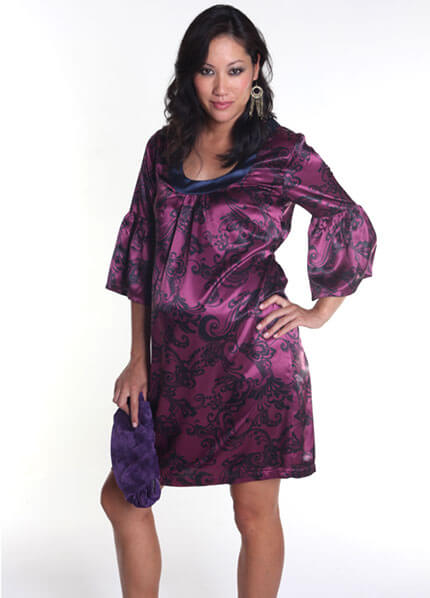 Everly Grey - Sonya Dress in Magenta Swirl :  designer maternity dresses maternity clothing maternity maternity wear