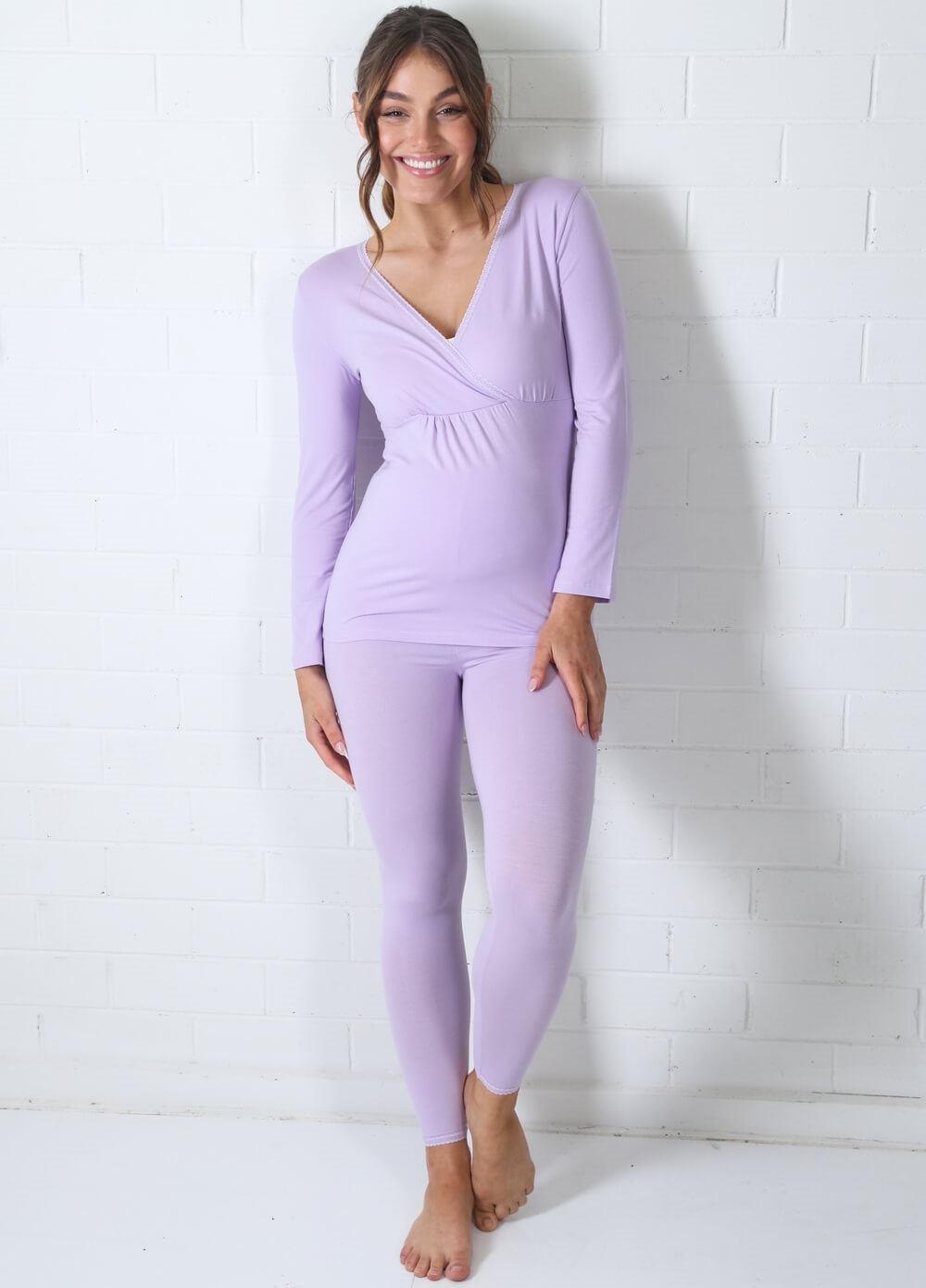 Lait & Co - Lilou L/S Maternity Nursing PJ Loungewear Set in Lilac