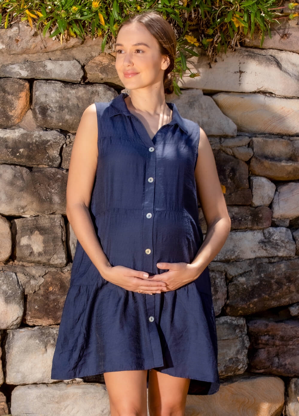 Lait & Co - Isla-Grace Button Tiered Maternity Dress | Queen Bee
