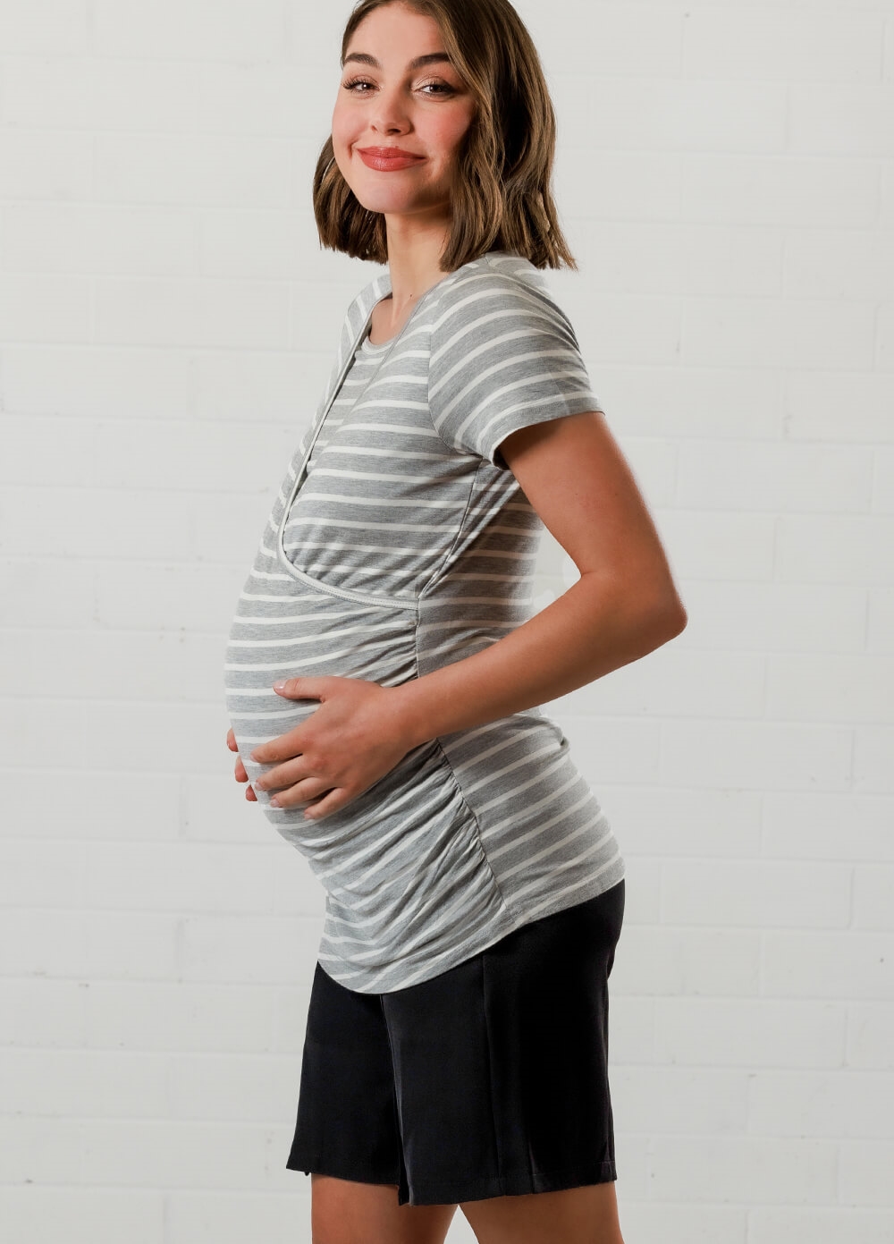 Lait & Co - Laetitia Maternity Nursing Top in Grey Stripe