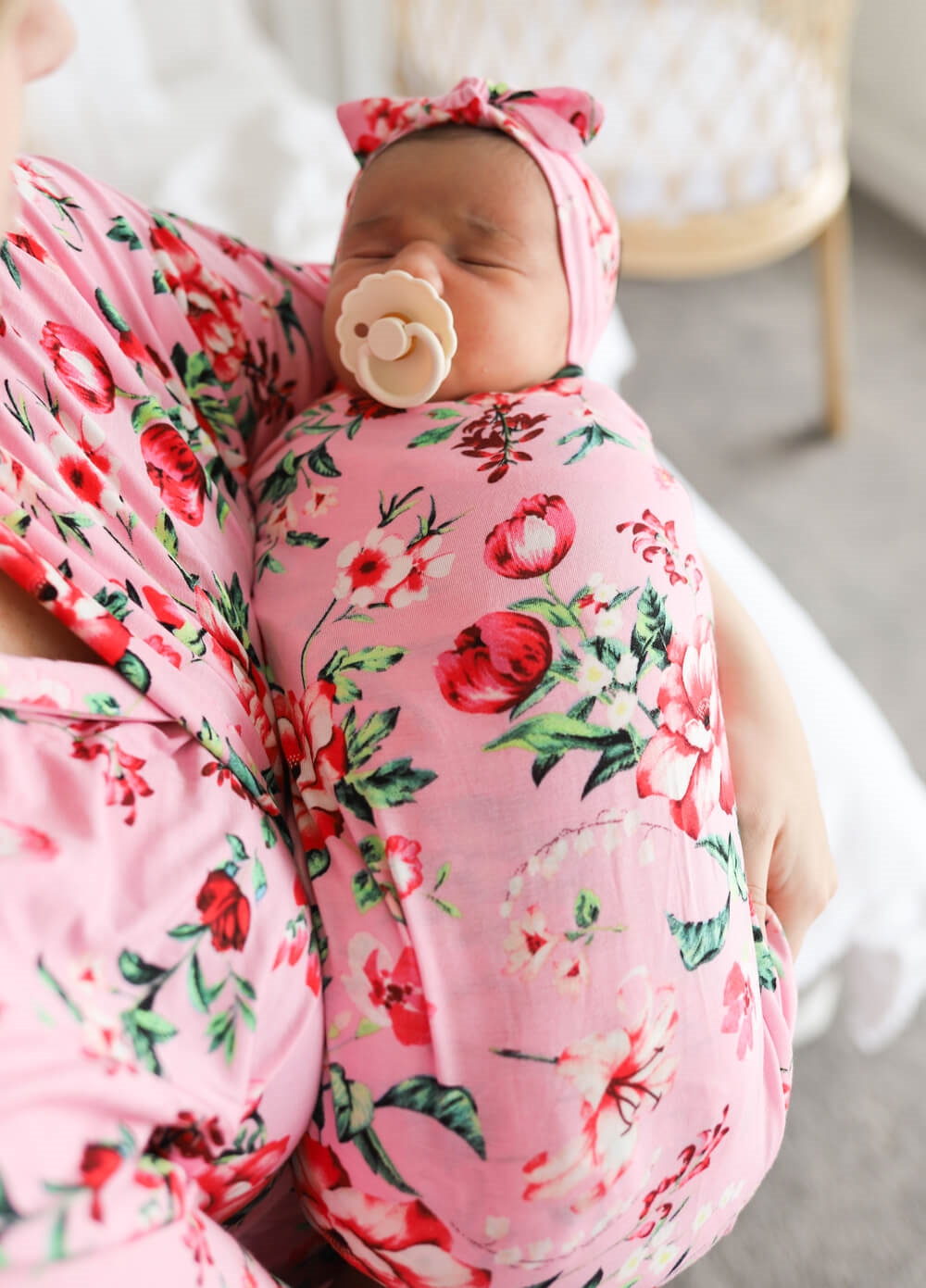 Welcome Baby - Cherish Pregnancy Robe & Swaddle Set in Pink Poppy