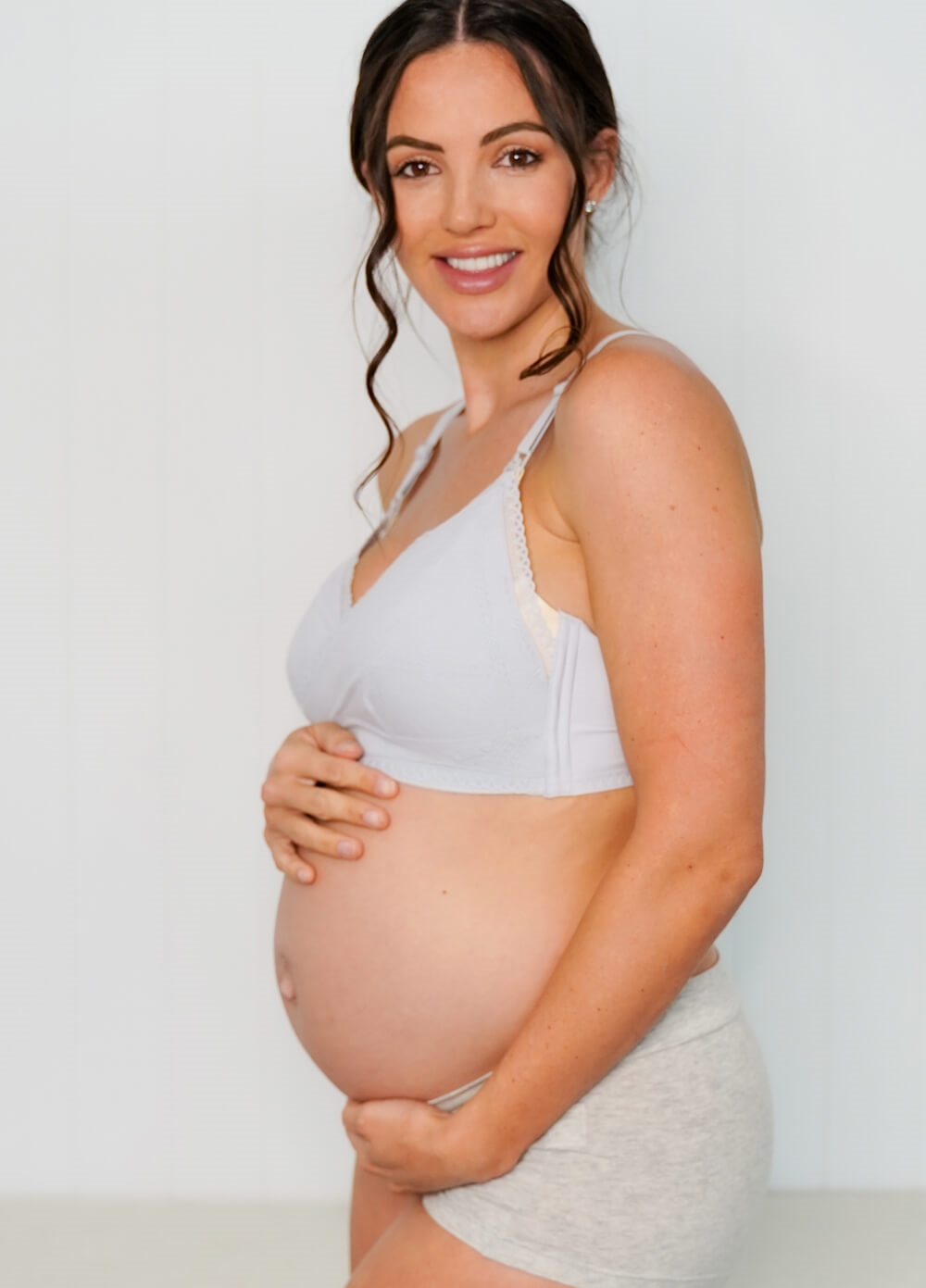 Raquel Lace Maternity Nursing Bra w Extender in Grey | Queen Bee