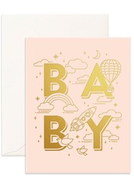 Fox & Fallow - Baby Universe Greeting Card in Pink