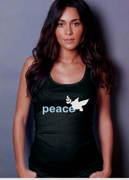\#9 NOM2068 - NOM Black Rib Tank with Peace Dove Print