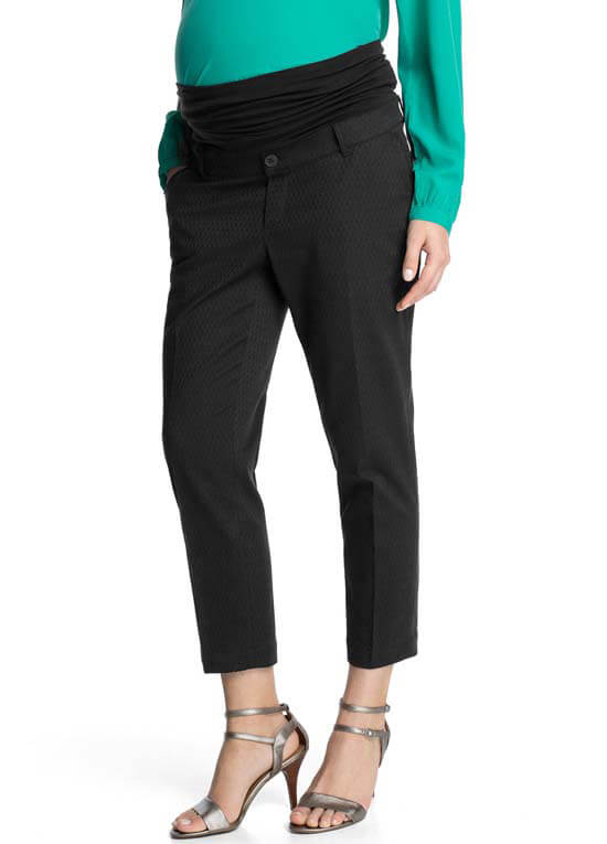 Cropped Black Jacquard Maternity Dress Pants by Esprit