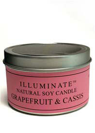 Illuminate - Soy-based Candle in Tin w Grapefruit & Cassis fragrance