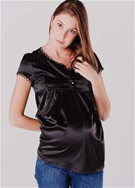SOON - Posy Satin Maternity Blouse in Black