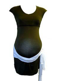 Quack - Short Sleeve Band Tunic in Olive w Cream Sash * ON SALE *