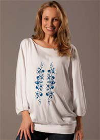 Fillyboo - Embroidered Kimono Maternity Joe in White w blue
