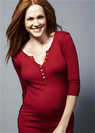 PureT - 3/4 Sleeve Maternity Henley in Lipstick