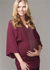 Maternal America - Dolman Sleeve Maternity Sweater in Grape **ON SALE **