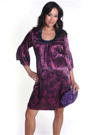 Everly Grey - Sonya Maternity Dress in Magenta Swirl