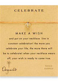 Dogeared - Celebrate Make A Wish Necklace w Gold Dipped Fleur De Lis Charm on Orange