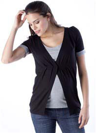 Seraphine - Demi Breastfeeding Top in Black/Grey