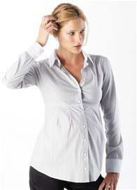 Seraphine - Nihal Empire Maternity Shirt in Grey Stripes