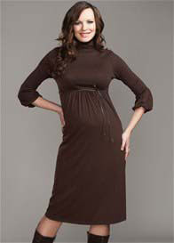 Maternal America - Lantern Sleeve Maternity Dress in Espresso