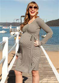 Quack Nursingwear - Maddox Dress in Black/White Stripes