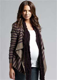 Ripe Maternity - Striped Draped Cardigan
