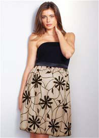 Maternal America - Strapless Embellished Silk Dress