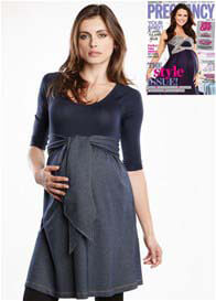 Maternal America - Navy Denim Front Tie Dress
