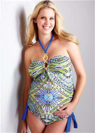 Maternal America - Katie Tankini in Solar w Blue Trim