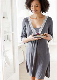 Amoralia - Honey Lace Trim Nursing Nightdress