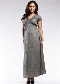 SOON Maternity - Jess Black Stripes Gathered Maxi Dress - ON SALE