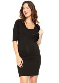 NOM - Black Surplice Nursing Dress