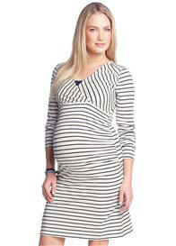 Esprit - Navy Striped Long Sleeved Nursing Dress