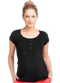 Esprit - Short Sleeve Nursing Henley in Black
