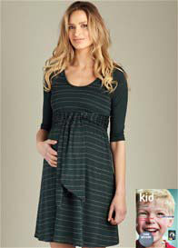 Maternal America - Green Scoop Front Tie Dress
