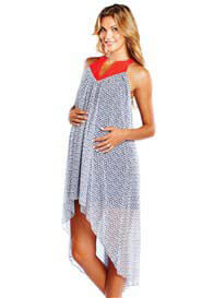 Maternal America - Asymmetric Hem Dress in Space Dots Print
