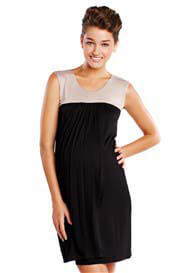 Maternal America - Babydoll Nursing Dress in Black/Mocha