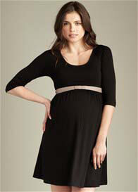 Maternal America - Black Scoop Neck Dress w Belt