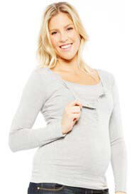 NOM - Straight L/S Nursing Henley in Grey