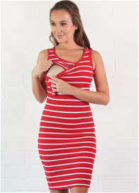 Trimester™ - Sophia Red Striped Nursing Tank Dress