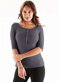 Trimester™ - Ines Breastfeeding Henley in Faded Black